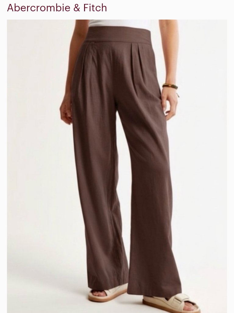 Abercrombie & Fitch Brown Wide-Leg Pull-On Linen Pants S Short